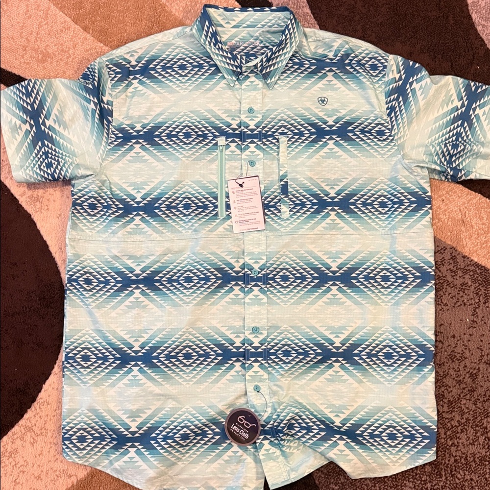 Ariat Teal and White Geometric Shirt